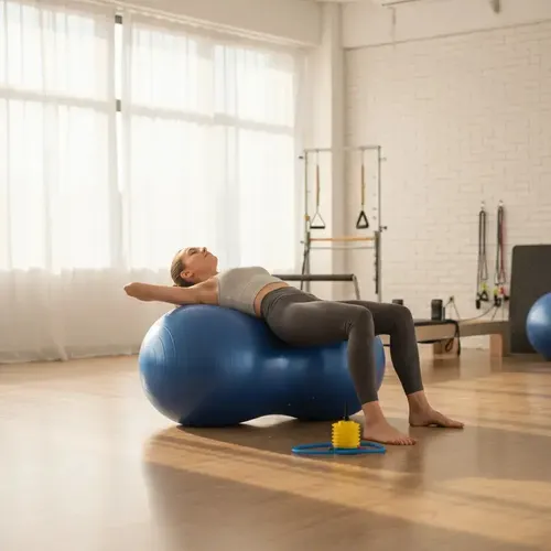 Pelota De Pilates Inaltum Balón Mani Azul Ejercicio Y Yoga 14