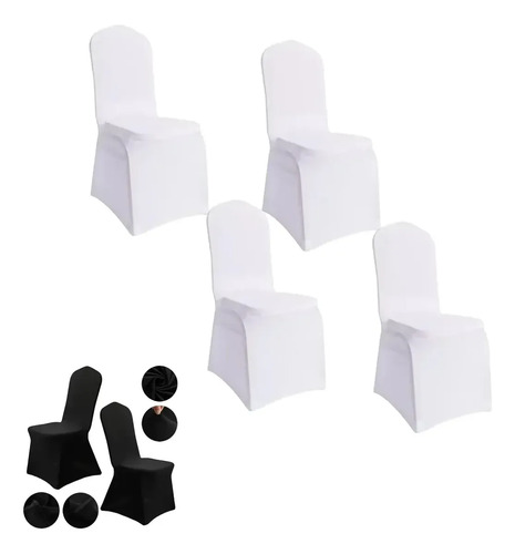 4 Unidades !! Funda Sillas Spandex Para Evento Blanco 11