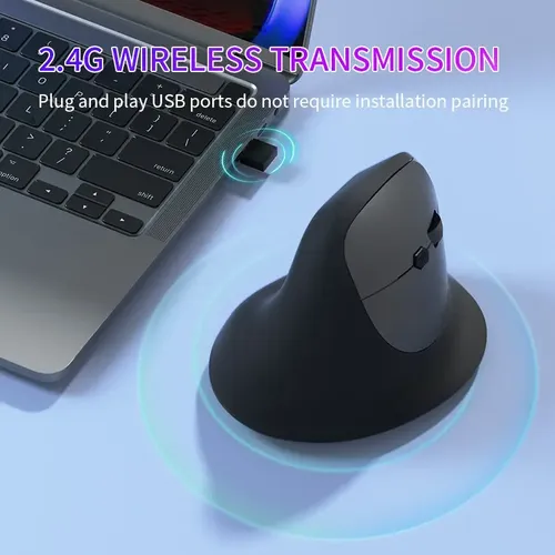 Ratón Vertical Inalámbrico 2.4g Bluetooth X Usb Ergonómico Negro 19