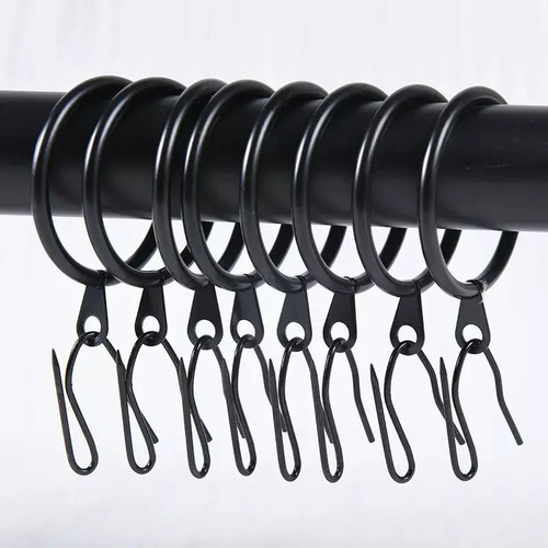 Pack 16 Unidades Argolla Para Barra Cortina De Metal 25 Mm Negro 16