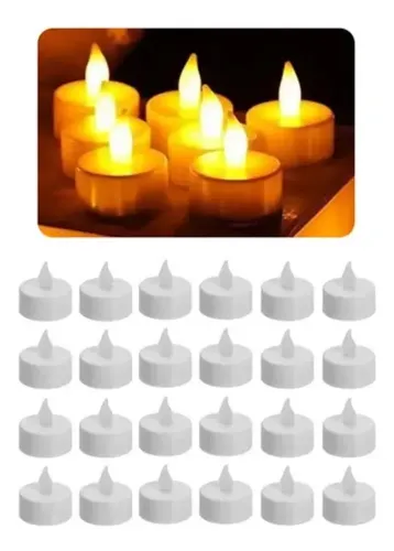 Pack 24 Velas A Pila De Led Con Efecto Llama Dorado Vela 2
