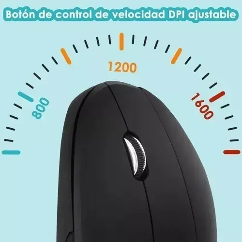 Ratón Vertical Inalámbrico 2.4g Recargable X Usb Ergonómico Color Negro 12