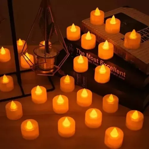 Pack 24 Velas A Pila De Led Con Efecto Llama Dorado Vela 18