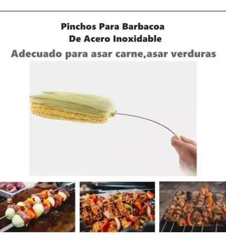 12 Brochetas Pinchos Anticucho Acero Barbacoa Parrilla Asado 8
