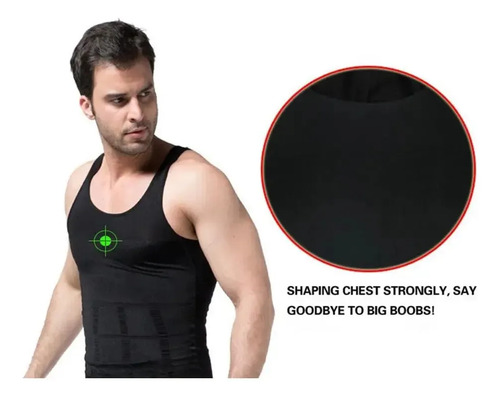 Faja Polera Reductora Camiseta Reductora Hombre Compresion Talla L Negro/blanco 5