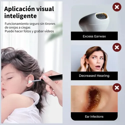 Limpia Oídos Cámara Inteligente Extractor De Cera Endoscopio Color Negro Ne3 12