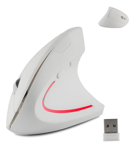 Ratón Vertical Inalámbrico Mouse Usb 2.4ghz Recargable Blanc Blanco 14