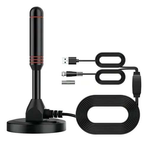 Antena Tv Digital Interior Hd Amplificada Por Usb 10m Negro 19