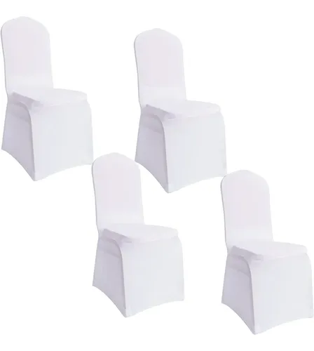 10 Unidades !! Funda Sillas Spandex Para Evento Color Blanco Diseño De La Tela Poliéster 3