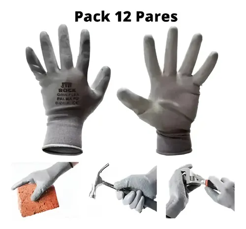 Guantes De Trabajo Pu Alta Calidad Certificado Pack 12 Unid