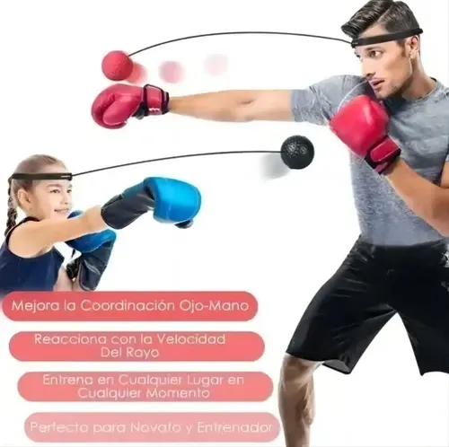 Vincha De Lienzo Con 2 Pelota Para Entrenamiento Boxeo Negro Y Rojo 18