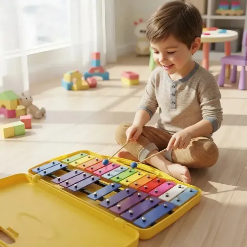 Metalofono Cromatico 25 Notas Xilofono Infantil Escolar Color Amarillo 19