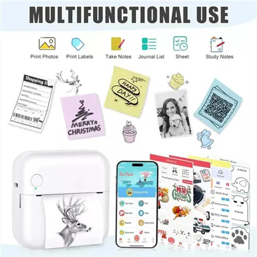 Mini Impresora Térmica Portátil Bluetooth Accesorios 13 Roll Rosa 19