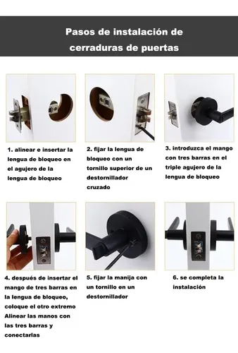 Pomo Chapa Cerradura Dormitorio / Baño Negro Negro 14