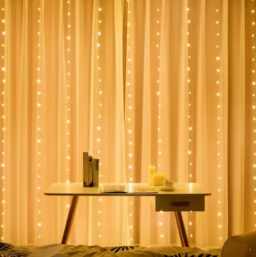 3mt Cascada Luces Guirnalda Cortina Led Navidad Eventos Boda Amarillo Cálido 7