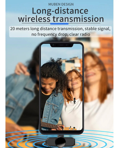 Micrófono Lavalier Inalámbrico Para Ios iPhone iPad Y Usb-c Negro 7