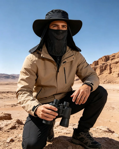 Sombrero Gorro 3 En 1 Para Sol Guarda Polvo Trekking Pesca Negro El Código Medio Se Puede Ajustar 9