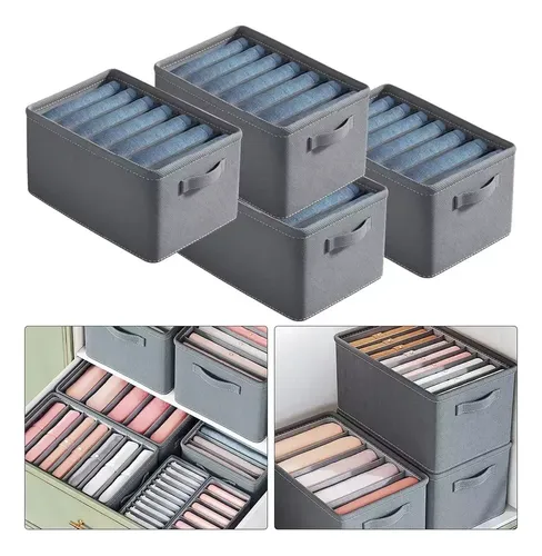 5pzs Organizador De Ropa De Armario Para Jeans Con Gris Gris 12
