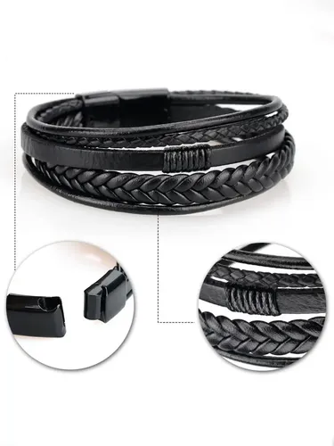 Pulsera Brazalete Cuero Hombre O Mujer Con Cierre Magnético 21 Cm 2