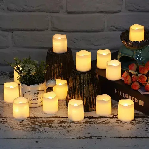 Paquete De 24 Velas Led Con Velas Decorativas Con Efecto De Blanco Luz De Vela Electrónica 8