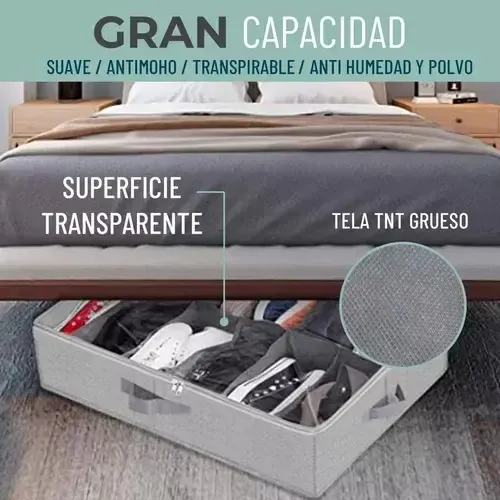 Organizador Zapatos Bajo Cama Almacenamiento Zapatero Set X1 Gris 17