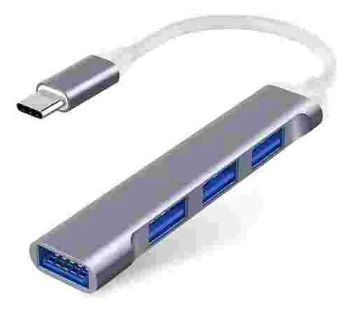 Adaptador Extension Hub Type Tipo C A 4 Puertos Usb3.0 5gbsp Plateado 4