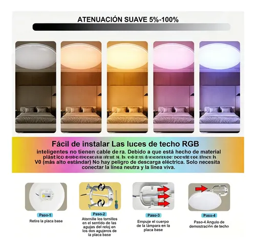 Lámpara De Techo Inteligente Wifi Ultra Delgadorgb Panel Led Rgb 11