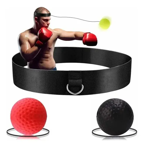 Vincha De Lienzo Con 2 Pelota Para Entrenamiento Boxeo Negro Y Rojo 8