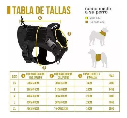 Arnés Táctico Profesional Ajustables Para Perros Grandes Color Negro Talla Del Arnés Xl 11