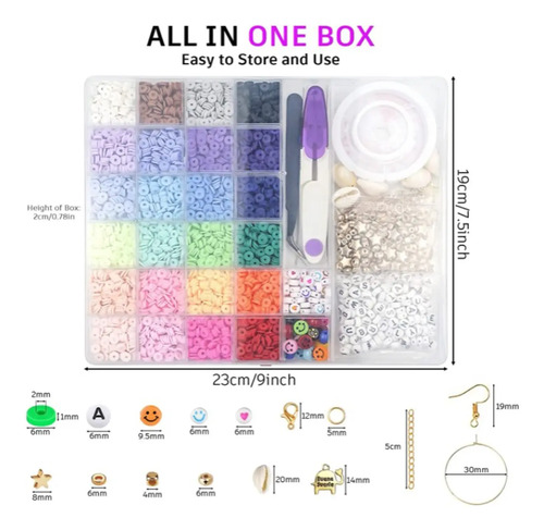 Set Mostacillas Arcilla 24 Color Pulseras Collares Bisuteria Conjunto De Polímero De Adorno De Bricolaje De Cuentas De Arcilla 6000pcs 20 Cm 19 Cm 2