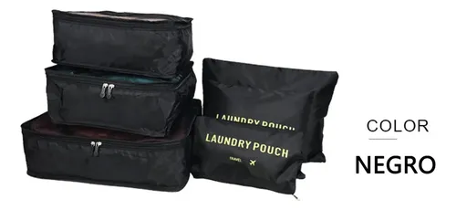 Set 6 Organizadores De Equipaje De Viaje Bolsa Ropa Interior Color Negro 4