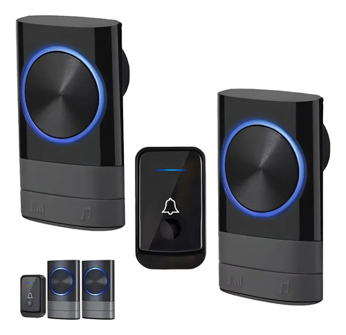 Timbre Inalámbrico Para Puerta Con 2 Receptores Impermeables Negro 11