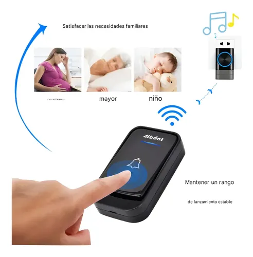 Timbre Inalámbrico Para Puerta Con 2 Receptores Impermeables Negro 13