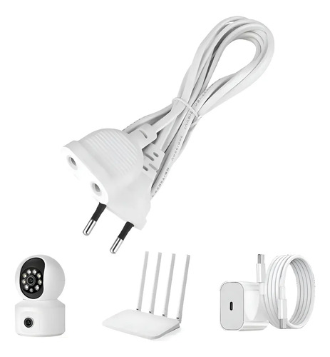 Extensión Electrica 5 Metros 200w Para Cámara,led,adaptador Blanco 4