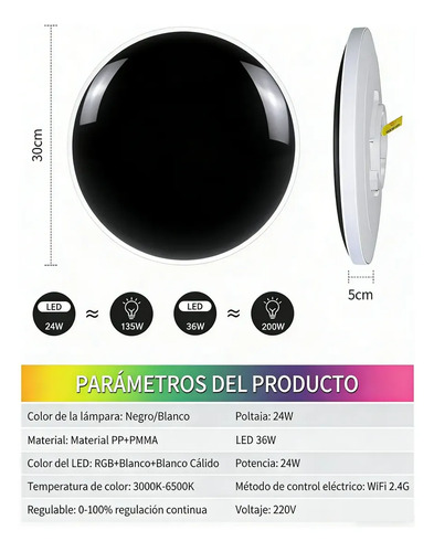 Lámpara De Techo Inteligente Wifi Ultra Delgadorgb Panel Led Rgb 12