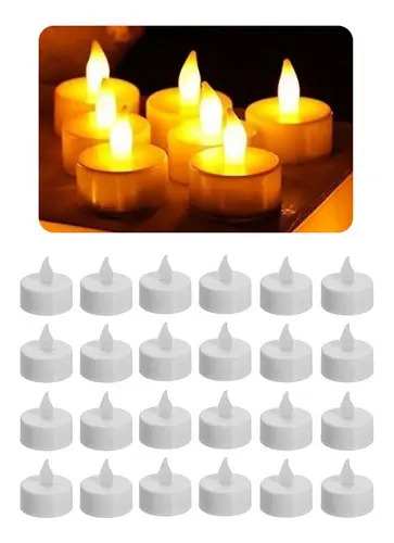 Pack 24 Velas A Pila De Led Con Efecto Llama Dorado Vela 12