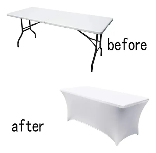 Mantel Spandex Blanco Rectangular 180x75 Cm Para Eventos Lavable Liso 6