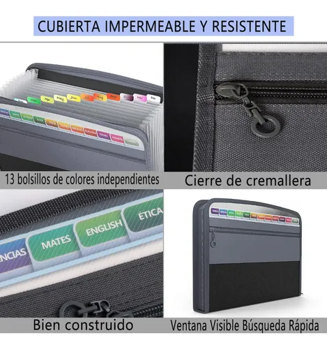 13 Carpetas De Administrador De Archivos Tipo Cremallera Negro 18