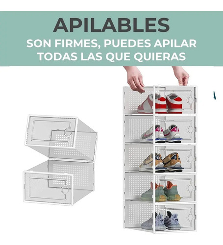 Caja Organizadora De Zapatos Set X6 Unidade Apilables Firmes Blanco 8