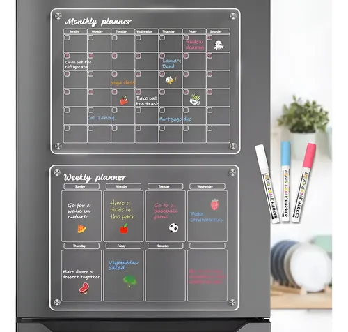 Pack 2 Pizarras Planner Mensual - Semanal, Imán Refrigerador 13