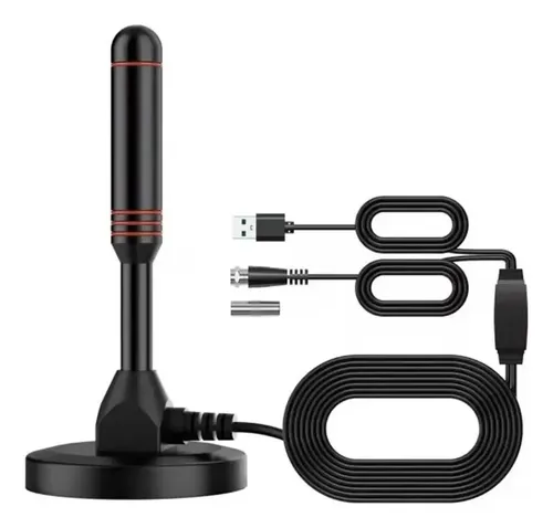 Antena Tv Digital Interior Hd Amplificada Por Usb 10m Negro