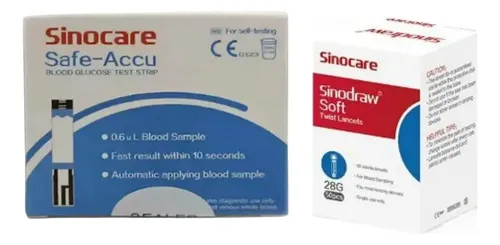 100 Tiras Reactivas Y 100 Lancetas Sinocare Safe Accu Color Azul Acero 8