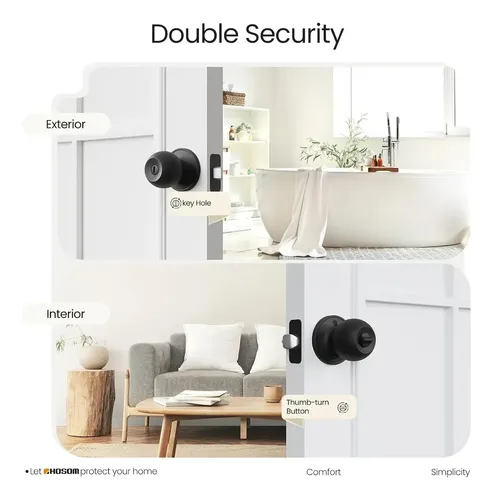 Pomo Chapa Cerradura Dormitorio / Baño Negro Negro 4