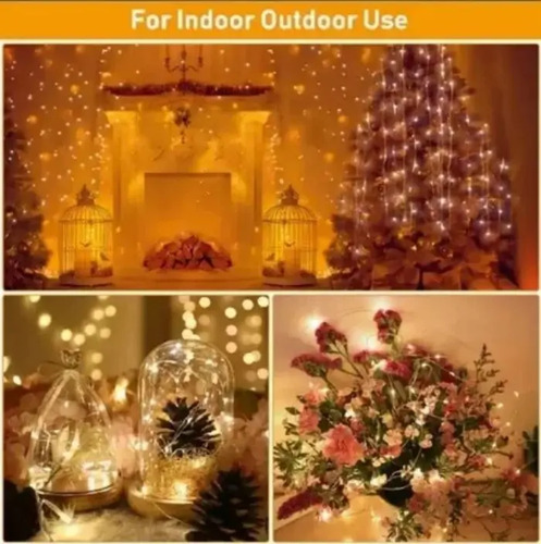 3mt Cascada Luces Guirnalda Cortina Led Navidad Eventos Boda Amarillo Cálido 20