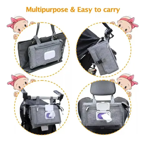 Mudador Portátil Impermeable Bebé Cambiador Plegable Gris Oscuro Color Sólido 18