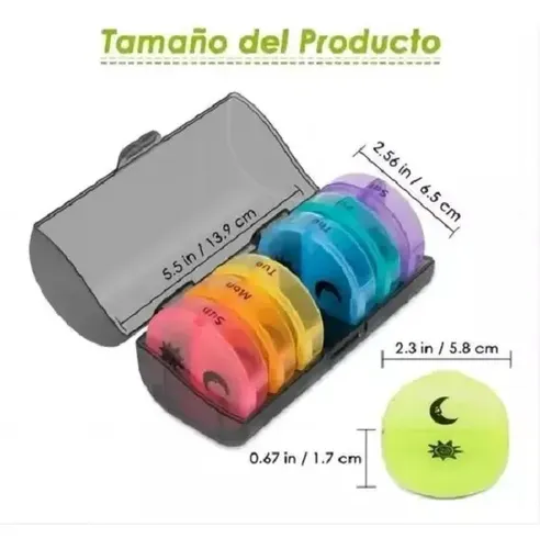 Pastillero Semanal Organizador Portátil 2 Tomas 7 Dias Color 2