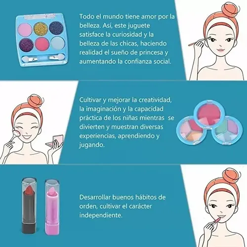 Kit De Maquillaje Para Niños Lavable Moda Conjunto 32 Pcs 8