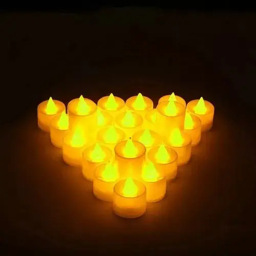 Pack 24 Velas A Pila De Led Con Efecto Llama Dorado Vela 17