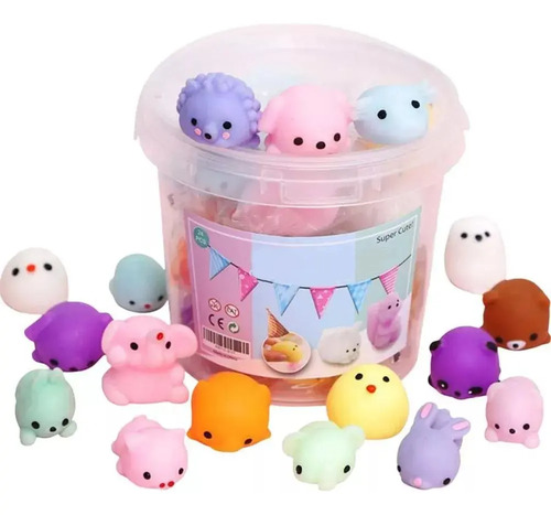 Pack Balde 64 Unidades Squishys Antiestrés Juguete Surtidos Multicolor (surtidos) 19