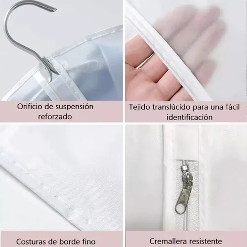 12 Bolsas Transparentes Cubre Trajes Colgar Closet 60*120cm Color Blanco 11